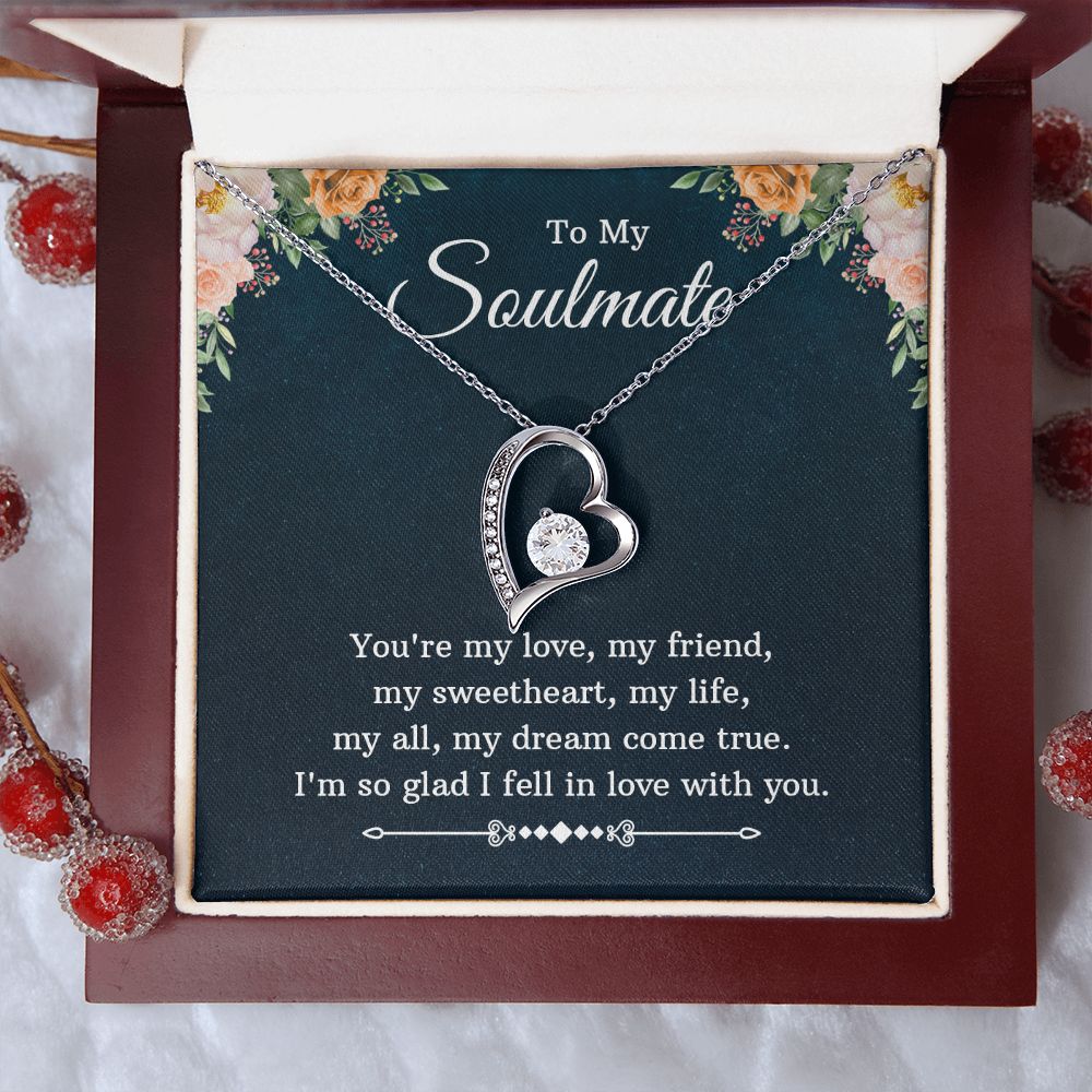 To My Soulmate Necklace for Women Birthday Christmas Jewelry Gifts For My Wife with Message Card Box Personalized Gift Present Pendant for Future Wife Soulmate Girlfriend Love 10 Forever Love Necklace