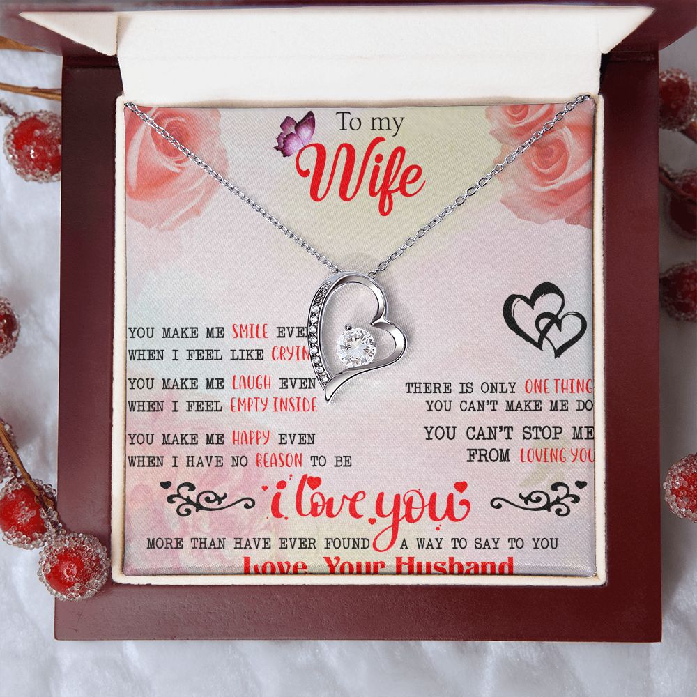 To My Wife Necklace, Wedding Anniversary Jewelry For Women, Necklace For Wife from Husband, Gift For Wife Birthday Gifts From Husband Necklace, Jewelry With Message Card In A Gift Box3 Forever Love Necklace