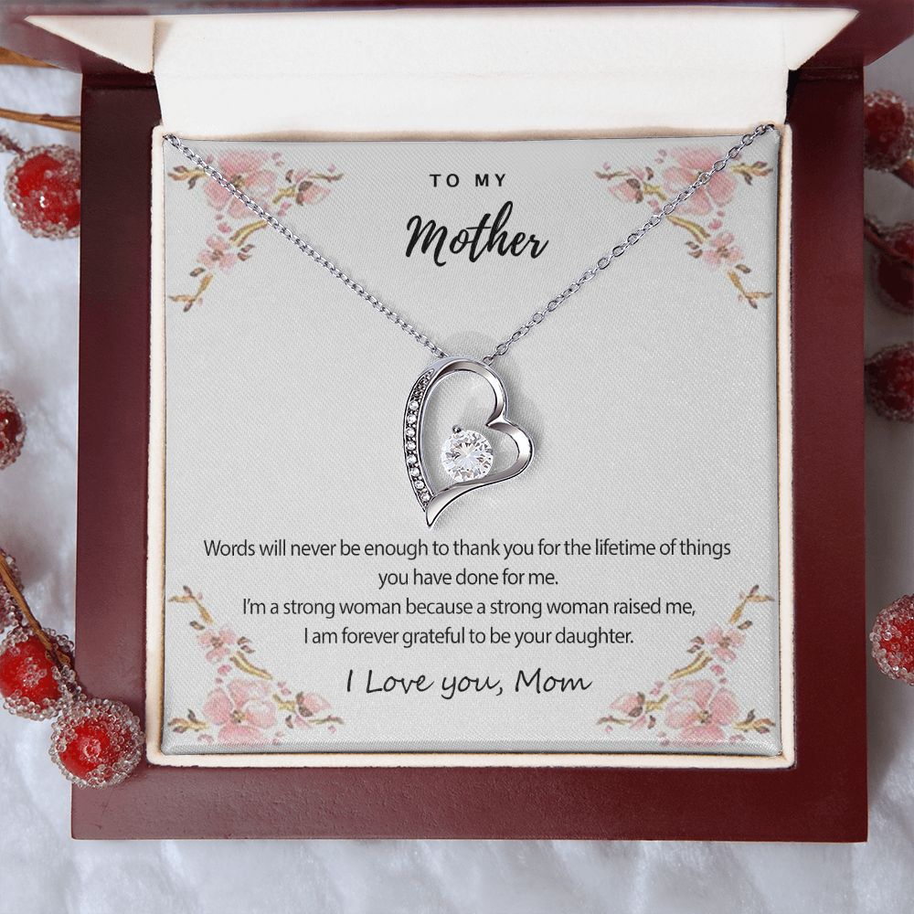 Mom Necklace Gifts for Mom from Daughter to Mom Gifts for Mothers Day from Daughter, To My Mom Necklace from Daughter to Mom Birthday Gifts Necklace with Message Card and Gift Box2226 Forever Love Necklace