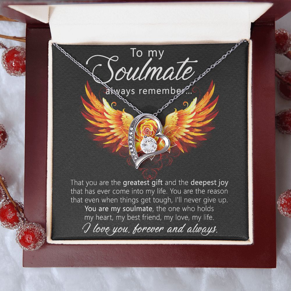 To My Soulmate Necklace for Women Birthday Christmas Jewelry Gifts For My Wife with Message Card Box Personalized Gift Present Pendant for Future Wife Soulmate Girlfriend Love 22 Forever Love Necklace