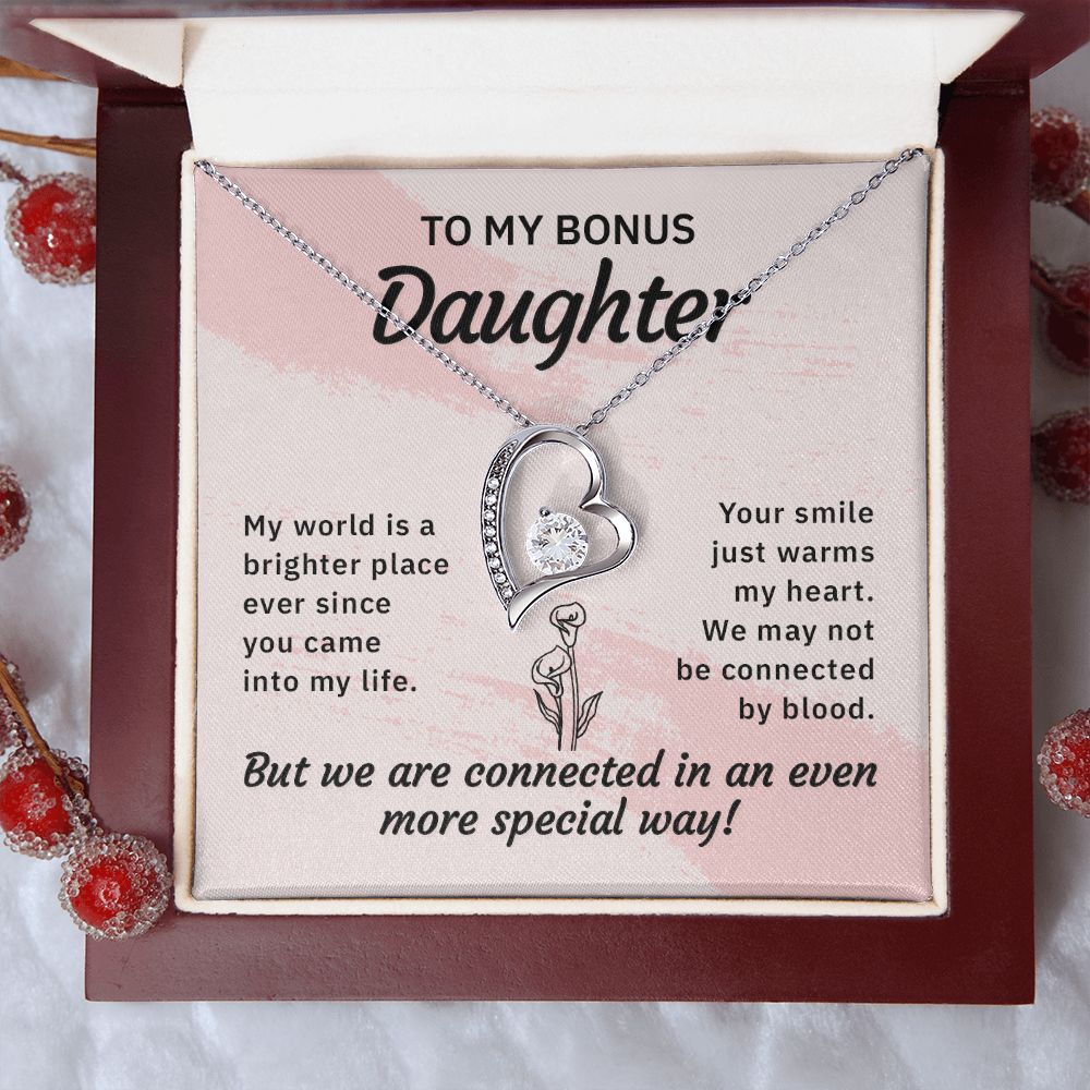 Bonus Daughter Gifts From Stepdad, Step Daughter Gifts From Stepmom, Stepdaughter Gifts From Stepdad, Father Stepdaughter Necklace, To My Bonus Daughter Necklaces, Christmas Gifts For Bonus11 Forever Love Necklace