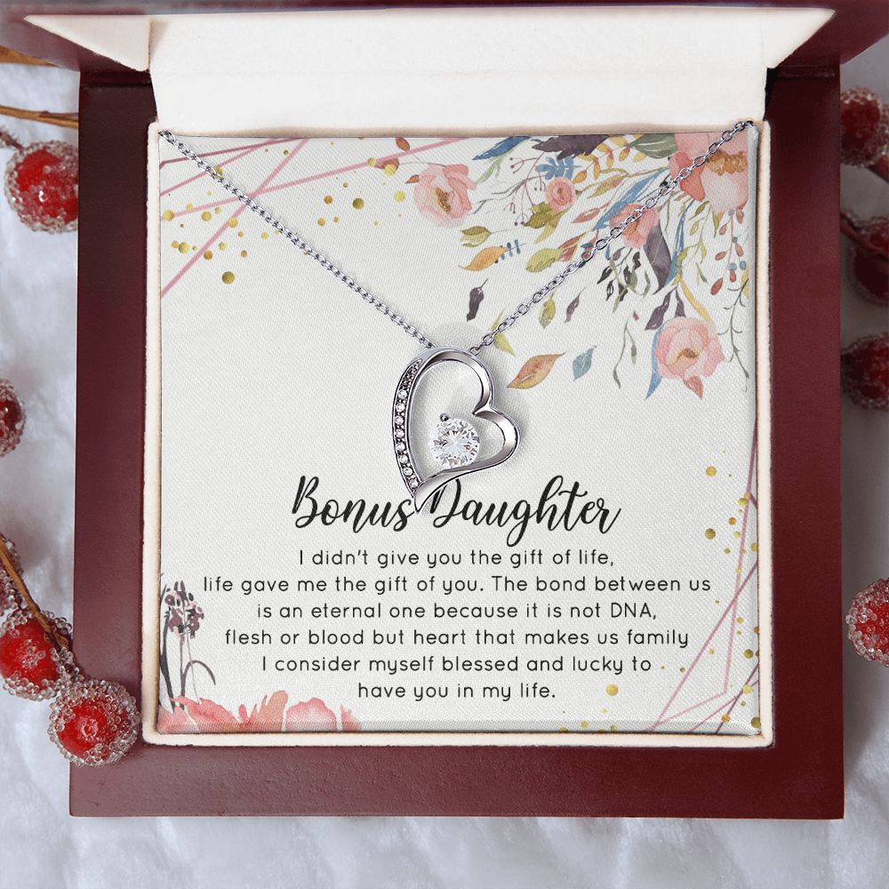 Bonus Daughter Gifts From Stepdad, Step Daughter Gifts From Stepmom, Stepdaughter Gifts From Stepdad, Father Stepdaughter Necklace, To My Bonus Daughter Necklaces, Christmas Gifts For Bonus2 Forever Love Necklace