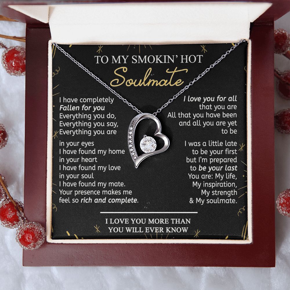 To My Smokin Hot Soulmate Necklace - Wife Gifts From Husband To My Wife Necklace, Gift for Her Romantic, Girlfriend Gifts Necklace for Wife from Men Includes Message Card and Gift Box 21 Forever Love Necklace