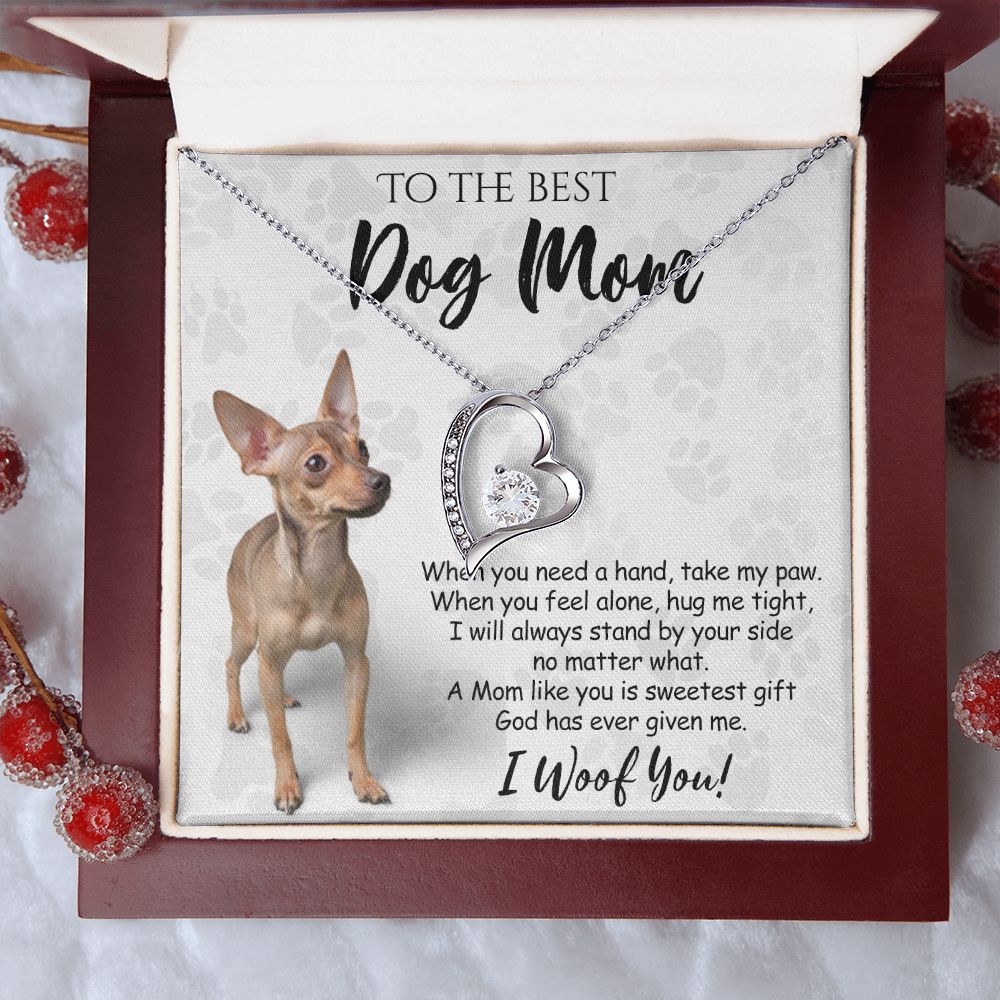 To The Best Chihuahua Dog Mom Knot Necklace Mother's Day Gift , I Woof You Quote Gift Card, Message Card Jewelry For Dog Lovers, Necklace For Mom Forever Love Necklace