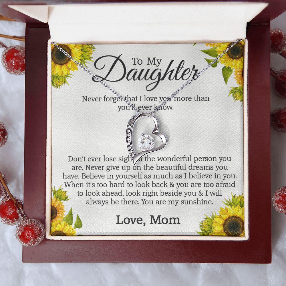 Mother Daughter Gift Ideas, To My Daughter Gift Necklace from Mom, Jewelry Pendant Present for Daughter, Birthday Christmas Gift Graduation Gifts for Daughters, Mother and Daughter Necklace 2132 Forever Love Necklace