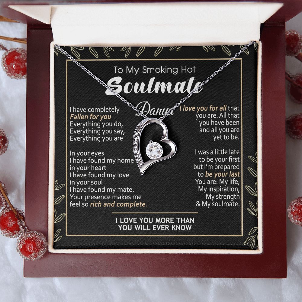 To My Smokin Hot Soulmate Necklace - Wife Gifts From Husband To My Wife Necklace, Gift for Her Romantic, Girlfriend Gifts Necklace for Wife from Men Includes Message Card and Gift Box 7 Forever Love Necklace