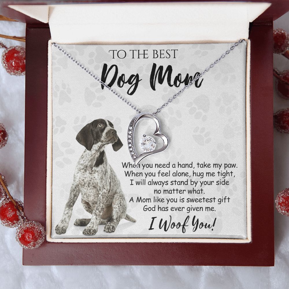 To The Best German Shorthaired Pointer Dog Mom Knot Necklace Mother's Day Gift , I Woof You Quote Gift Card, Message Card Jewelry For Dog Lovers, Necklace For Mom Forever Love Necklace