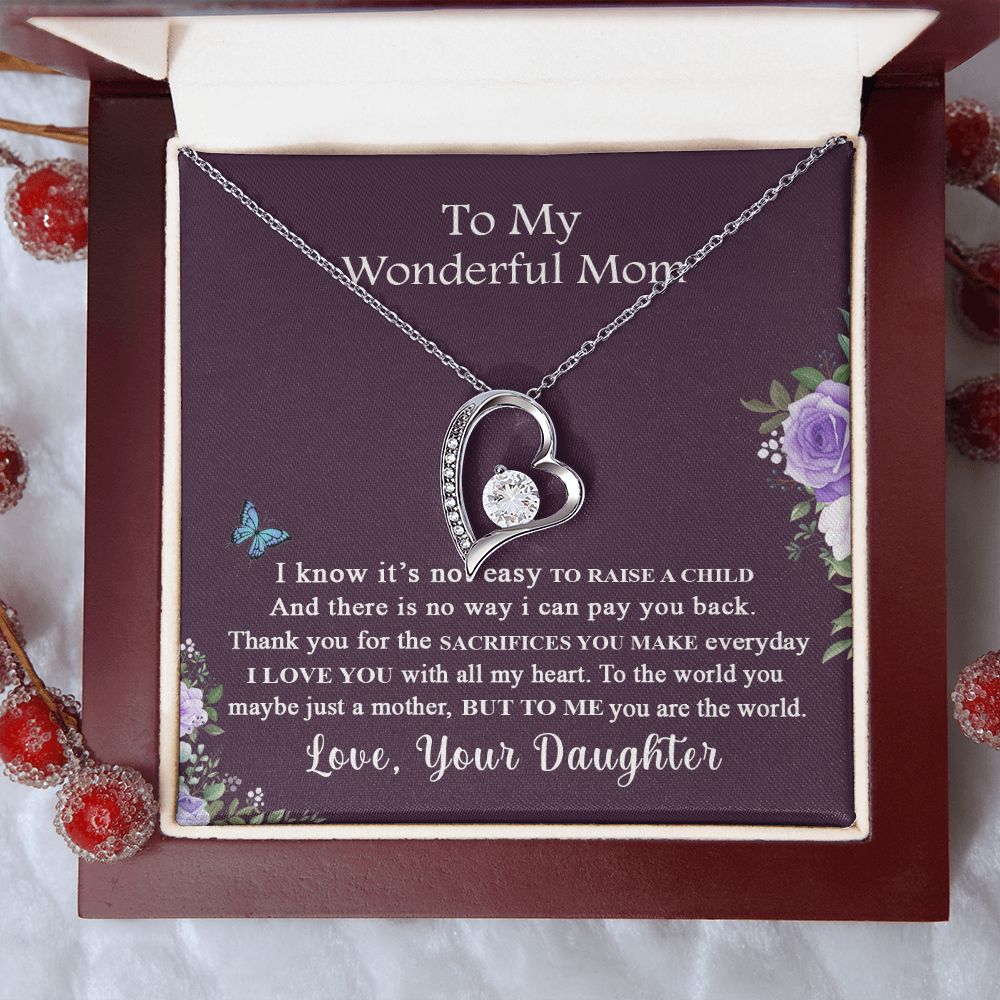 Mom Necklace Gifts for Mom from Daughter to Mom Gifts for Mothers Day from Daughter, To My Mom Necklace from Daughter to Mom Birthday Gifts Necklace with Message Card and Gift Box2231 Forever Love Necklace