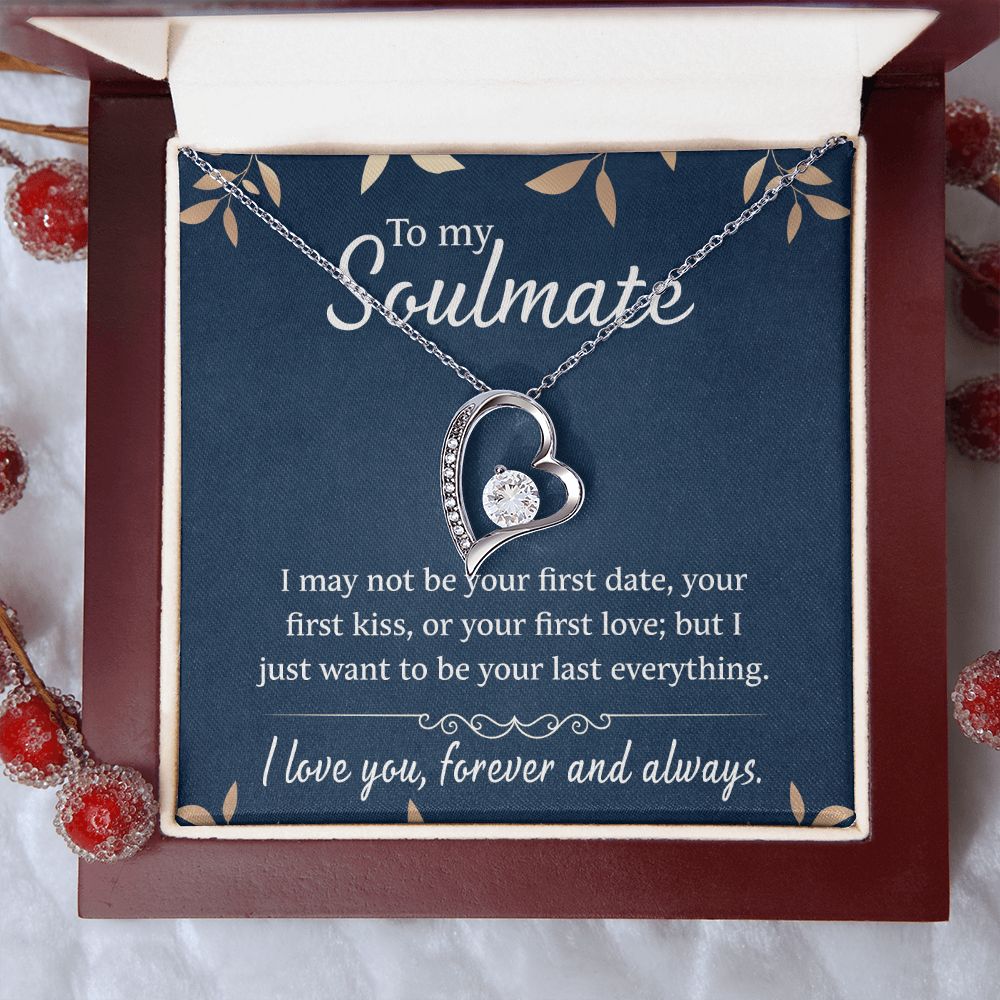 To My Soulmate Necklace for Women Birthday Christmas Jewelry Gifts For My Wife with Message Card Box Personalized Gift Present Pendant for Future Wife Soulmate Girlfriend Love 21 Forever Love Necklace