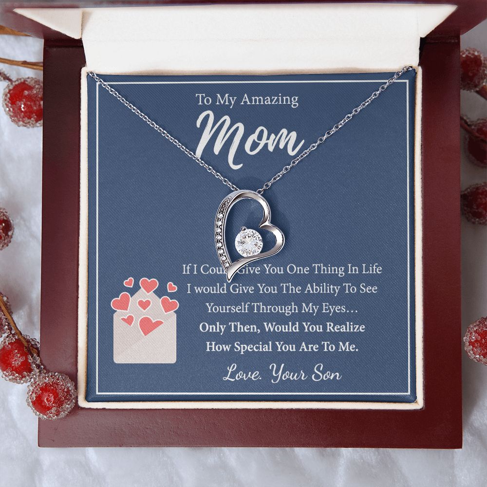 Mom Necklace Gifts for Mom from Daughter to Mom Gifts for Mothers Day from Daughter, To My Mom Necklace from Daughter to Mom Birthday Gifts Necklace with Message Card and Gift Box2238 Forever Love Necklace