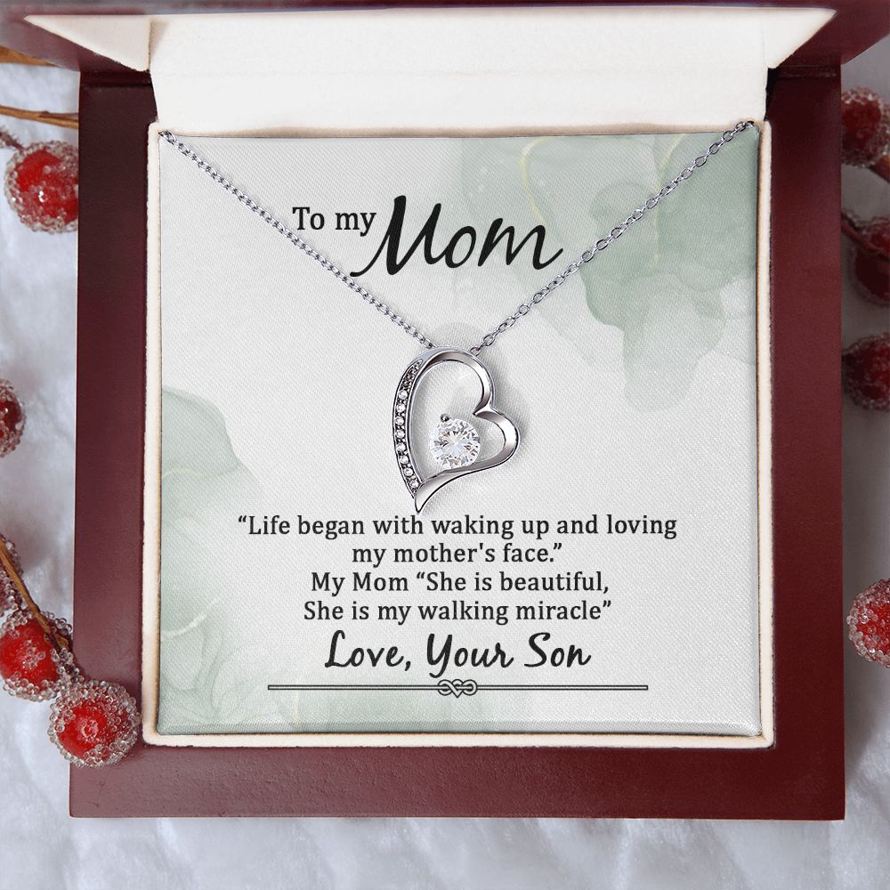 Mom Necklace Gifts for Mom from Daughter to Mom Gifts for Mothers Day from Daughter, To My Mom Necklace from Daughter to Mom Birthday Gifts Necklace with Message Card and Gift Box20 Forever Love Necklace