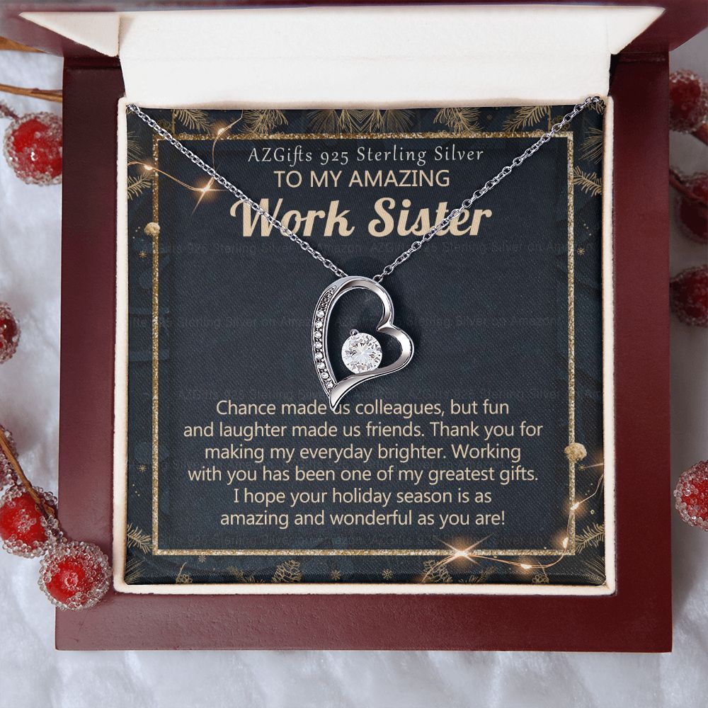 To My Work Sister Necklace Gift for Colleague Christmas Necklace for Work Sister from Co-Worker Christmas Pendant Gift for Colleague Christmas Jewelry Gift for Her Women 301 Forever Love Necklace