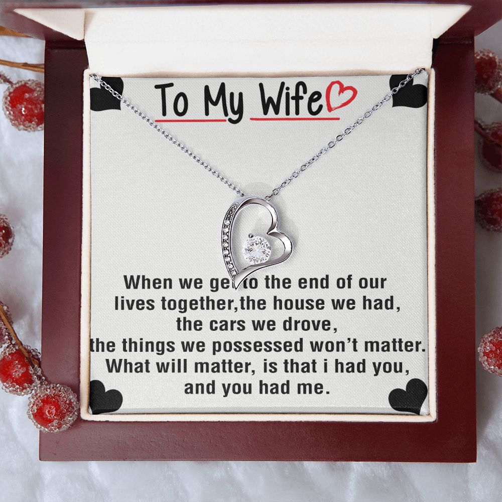 To My Wife Necklace from Husband, Personalized Necklace for Women, Luxury Necklace for Wife from Man Men, Wedding Anniversary Present For Wife, Beautiful Wife Jewelry Christmas Birthday Gift For Wife25 Forever Love Necklace