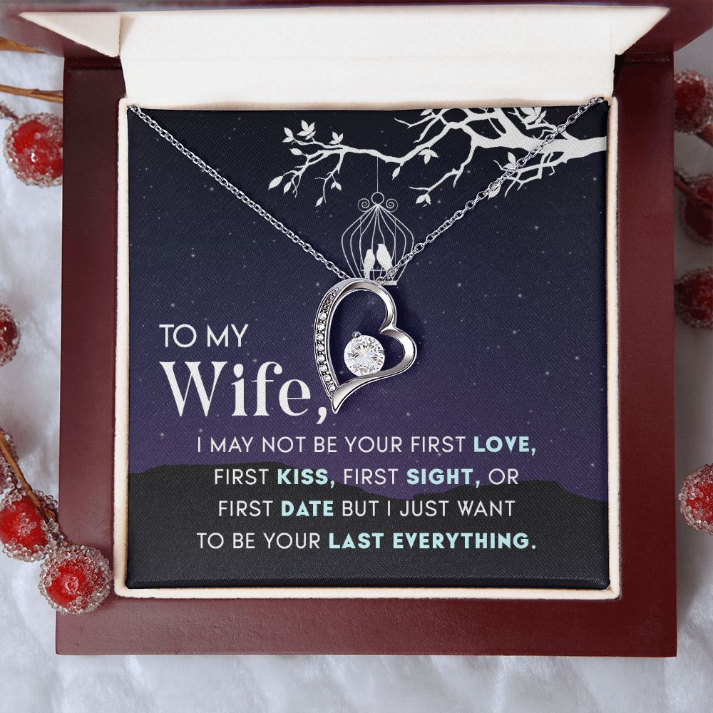 To My Wife Necklace from Husband, Personalized Necklace for Women, Luxury Necklace for Wife from Man Men, Wedding Anniversary Present For Wife, Beautiful Wife Jewelry Christmas Birthday Gift For Wife15 Forever Love Necklace