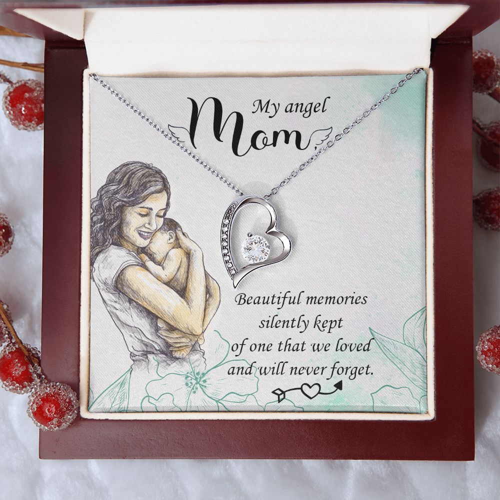To My Mom Mother My Angel Necklace Pendant Gift From Daughter Beautiful Memories With Message Card Gift For Mom Forever Love Necklace