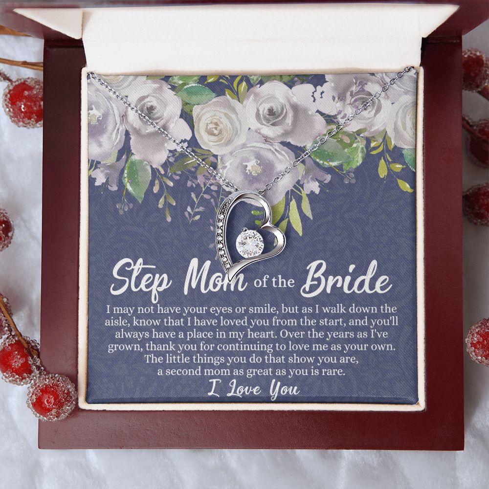 To My Stepmother of the Bride Necklace, Stepmother of the Bride Gifts Idea, Necklace for Stepmom of the Bride Gifts, Wedding Gifts for Stepmom, Gifts for Step Mother of the Bride Forever Love Necklace