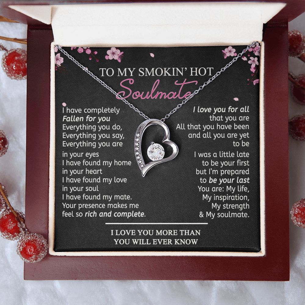 To My Smokin Hot Soulmate Necklace - Wife Gifts From Husband To My Wife Necklace, Gift for Her Romantic, Girlfriend Gifts Necklace for Wife from Men Includes Message Card and Gift Box 12 Forever Love Necklace