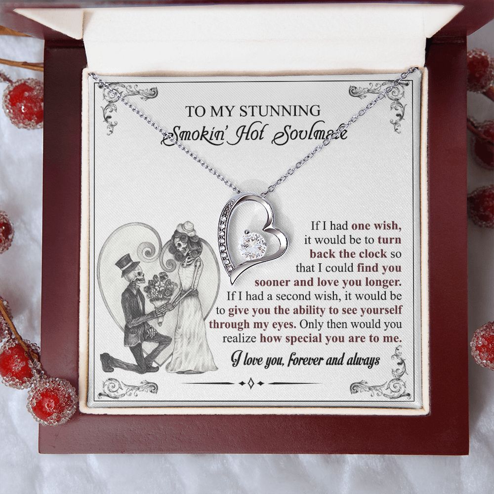 To My Soulmate Necklace for Women Birthday Valentines Day Jewelry Gifts For My Wife with Message Card Box Personalized Gift Present Pendant for Future Wife Soulmate Girlfriend Love 6 Forever Love Necklace