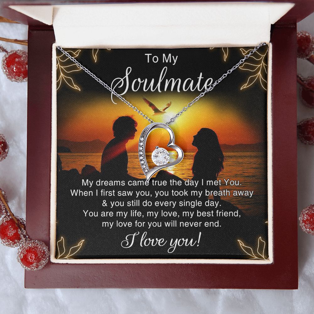To My Soulmate Necklace for Women Birthday Christmas Jewelry Gifts For My Wife with Message Card Box Personalized Gift Present Pendant for Future Wife Soulmate Girlfriend Love 6 Forever Love Necklace