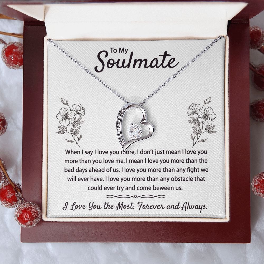 To My Soulmate Necklace for Women Birthday Christmas Jewelry Gifts For My Wife with Message Card Box Personalized Gift Present Pendant for Future Wife Soulmate Girlfriend Love 9 Forever Love Necklace
