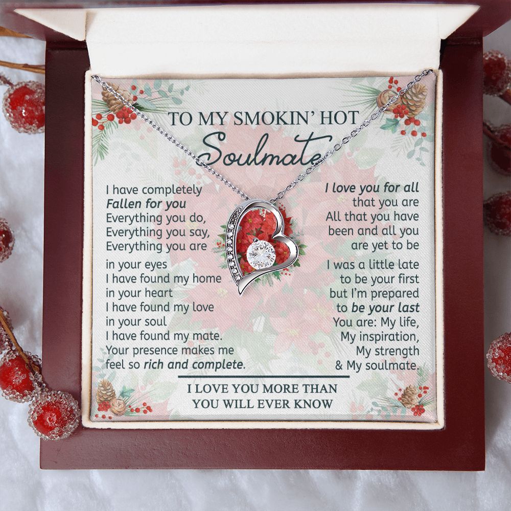 To My Smokin Hot Soulmate Necklace - Wife Gifts From Husband To My Wife Necklace, Gift for Her Romantic, Girlfriend Gifts Necklace for Wife from Men Includes Message Card and Gift Box 19 Forever Love Necklace