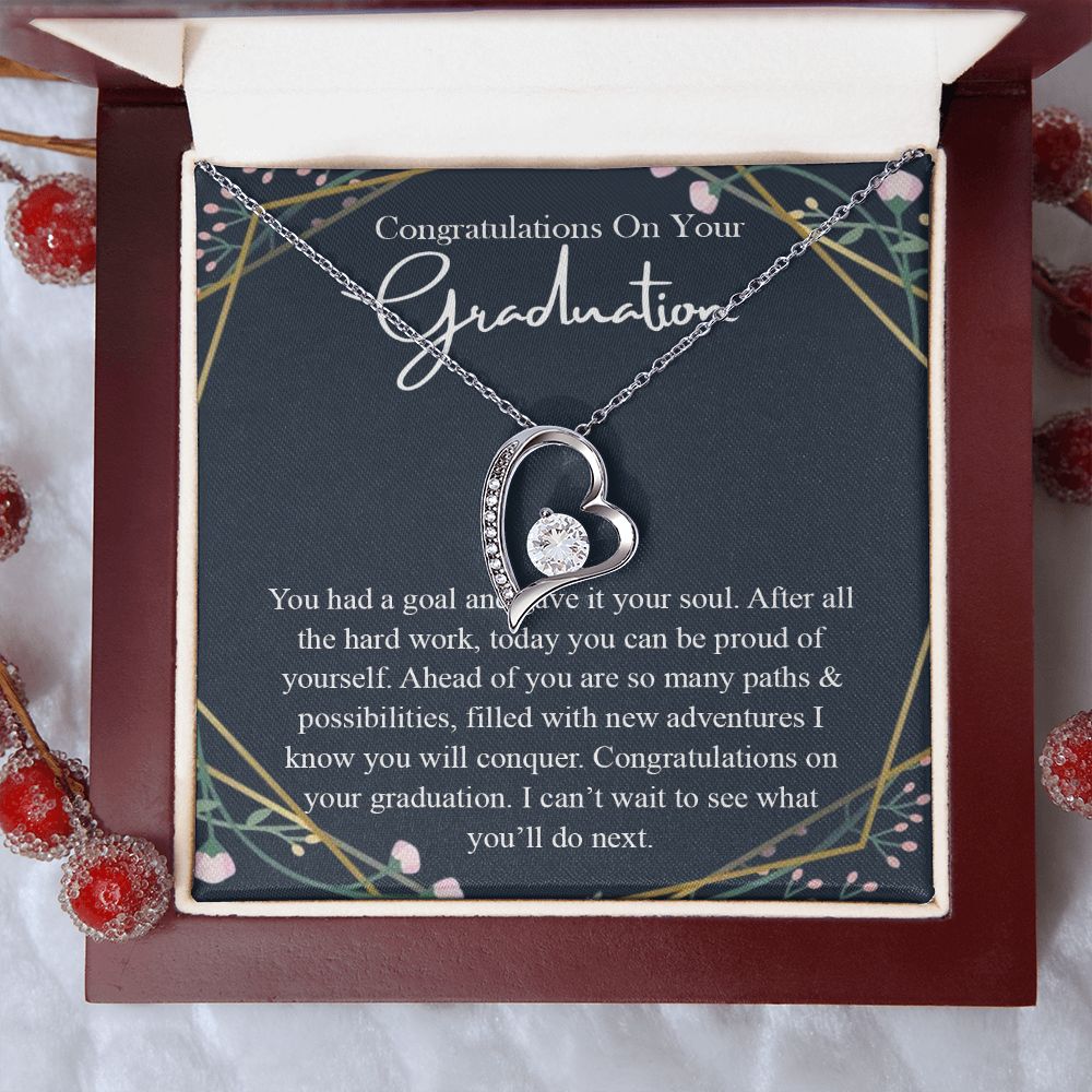 Graduation Gift For Her Necklace High School Graduation Gift, Congrats Graduation Pendants Gift For Daughter, Granddaughter, Niece, Sister Forever Love Necklace