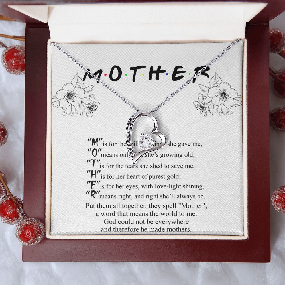 Mom Necklace Gifts for Mom from Daughter to Mom Gifts for Mothers Day from Daughter, To My Mom Necklace from Daughter to Mom Birthday Gifts Necklace with Message Card and Gift Box2224 Forever Love Necklace