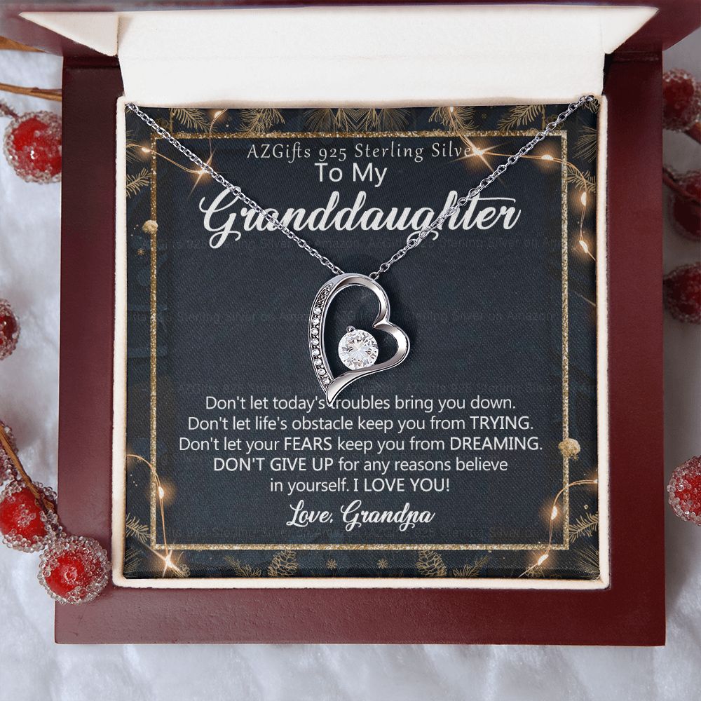 To My Granddaughter Necklace from Grandpa, Gift for Granddaughter from Grandfather, Necklace from Grandpa to Granddaughter, Granddaughter Christmas Present from Grandfather 301 Forever Love Necklace