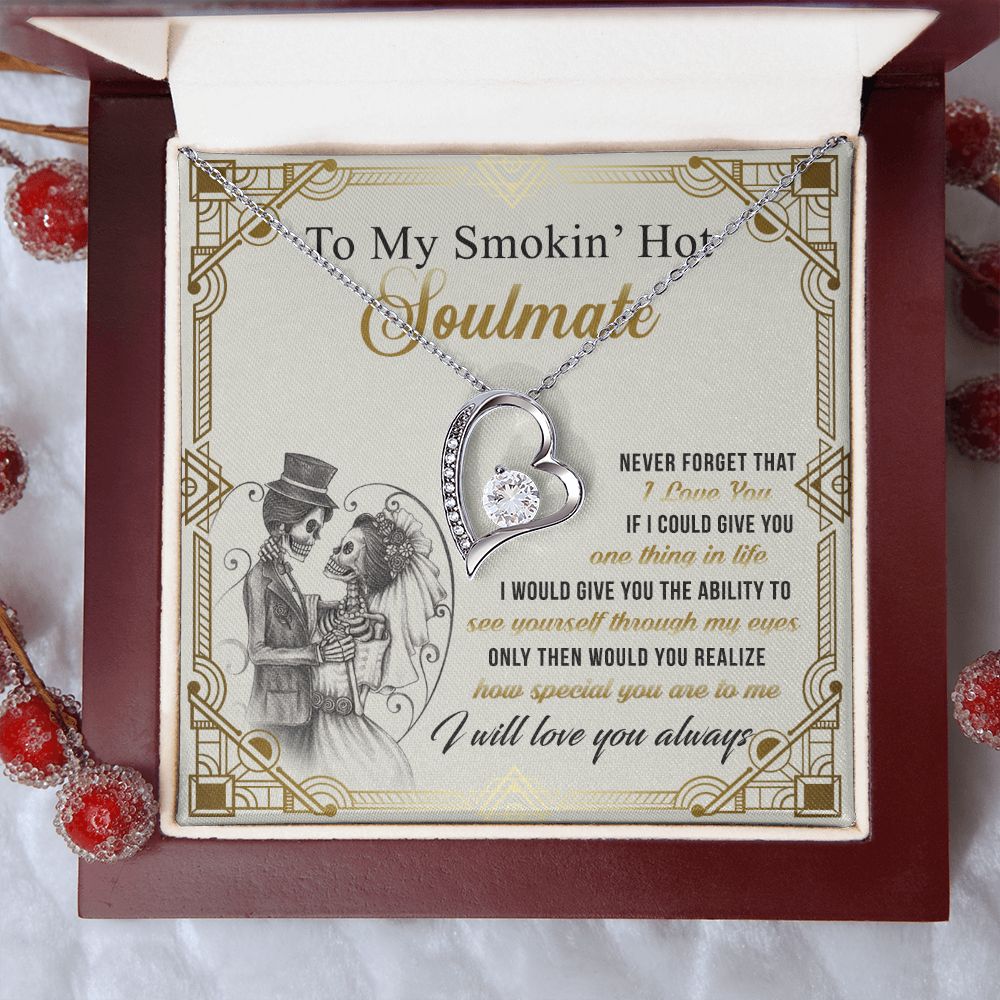 To My Smokin Hot Soulmate Necklace - Wife Gifts From Husband To My Wife Necklace, Gift for Her Romantic, Girlfriend Gifts Necklace for Wife from Men Includes Message Card and Gift Box 9 Forever Love Necklace