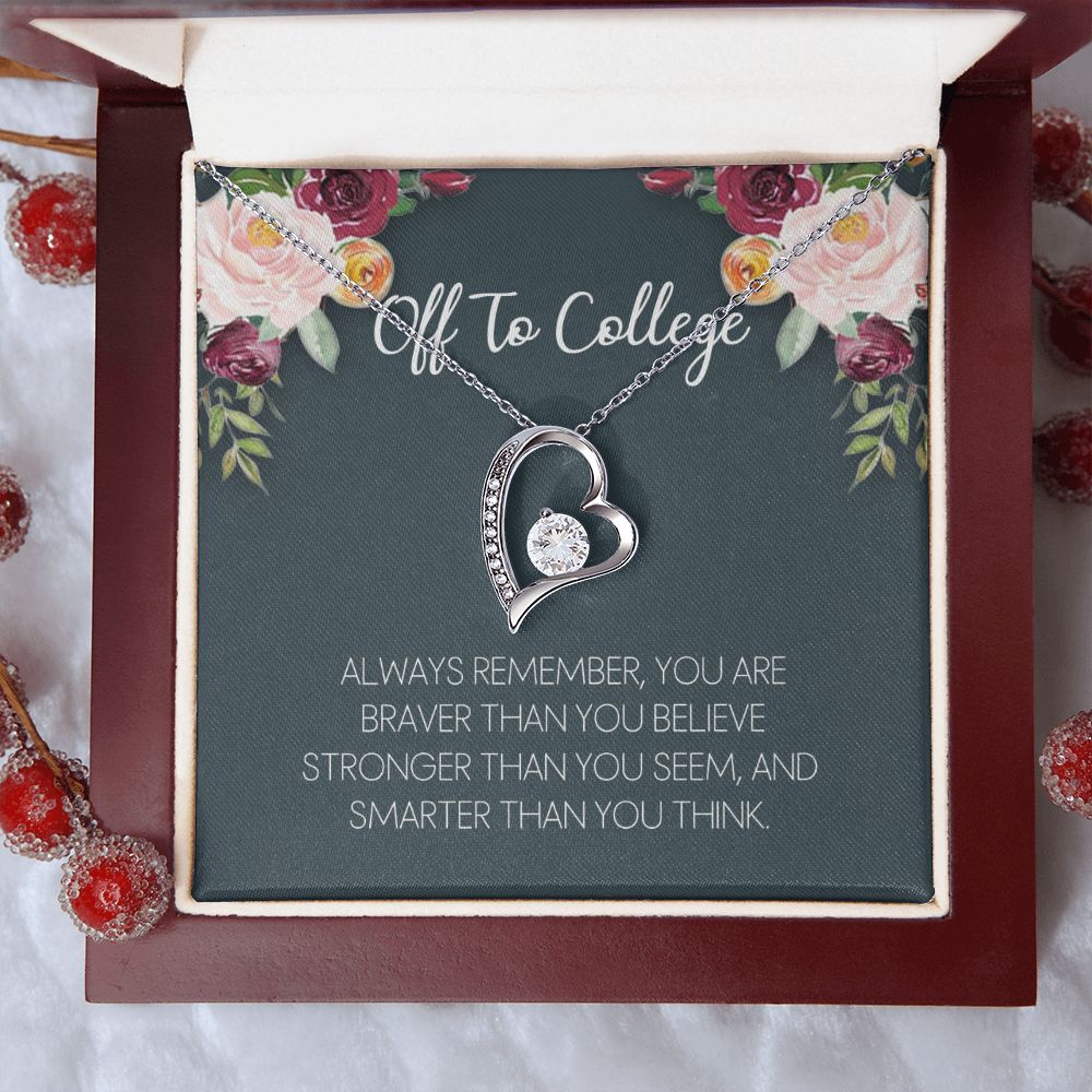 Off To College Necklace, Graduation Gifts For for Girl Congrats Graduation Pendants Gift For Daughter, Granddaughter, Niece, Sister Forever Love Necklace