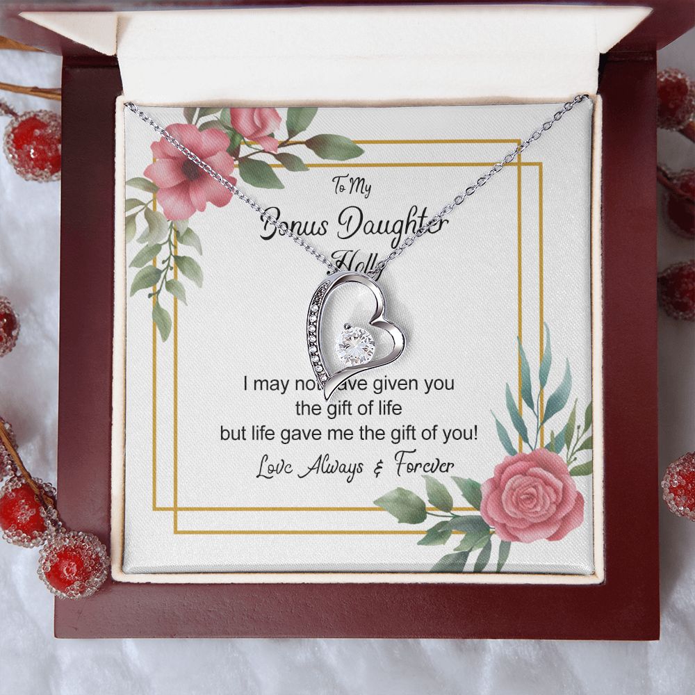 Bonus Daughter Gifts From Stepdad, Step Daughter Gifts From Stepmom, Stepdaughter Gifts From Stepdad, Father Stepdaughter Necklace, To My Bonus Daughter Necklaces, Christmas Gifts For Bonus6 Forever Love Necklace
