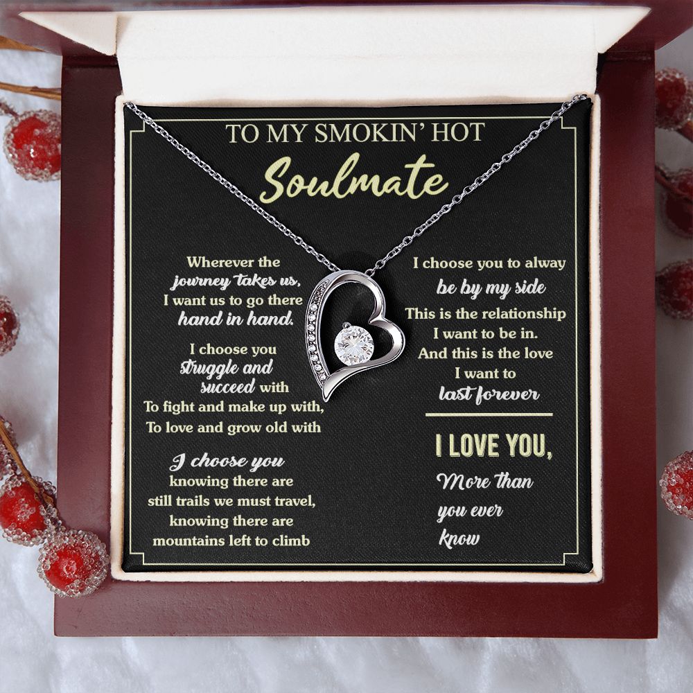 To My Soulmate Necklace for Women Birthday Valentines Day Jewelry Gifts For My Wife with Message Card Box Personalized Gift Present Pendant for Future Wife Soulmate Girlfriend Love 7 Forever Love Necklace