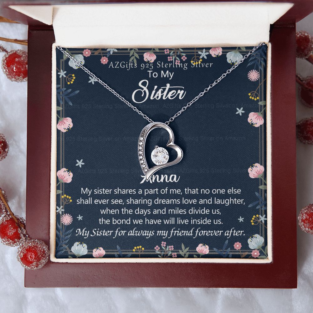 To My Sister Necklace, Pendant Inspirational Jewelry for Women Teen Girl, Keepsake Family and Friendship Gifts, Gift for Sisters, Necklace for Sisters, Sisters Jewelry 301 Forever Love Necklace