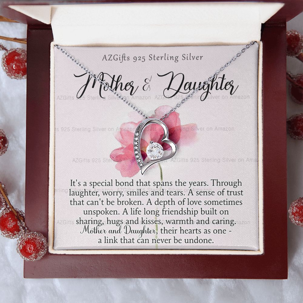 Mother Daughter Necklace with Message Card Mother Daughter Gift Mom Birthday Gift Necklace for Mom from Daughter Gift Birthday Gift for Mom Daughter Gift from Mom 301 Forever Love Necklace