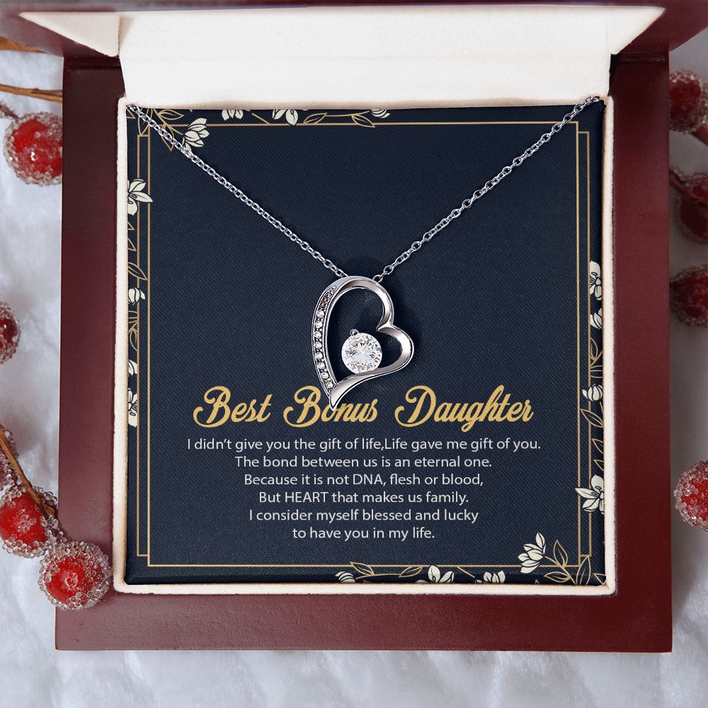 Bonus Daughter Gifts From Stepdad, Step Daughter Gifts From Stepmom, Stepdaughter Gifts From Stepdad, Father Stepdaughter Necklace, To My Bonus Daughter Necklaces, Christmas Gifts For Bonus8 Forever Love Necklace