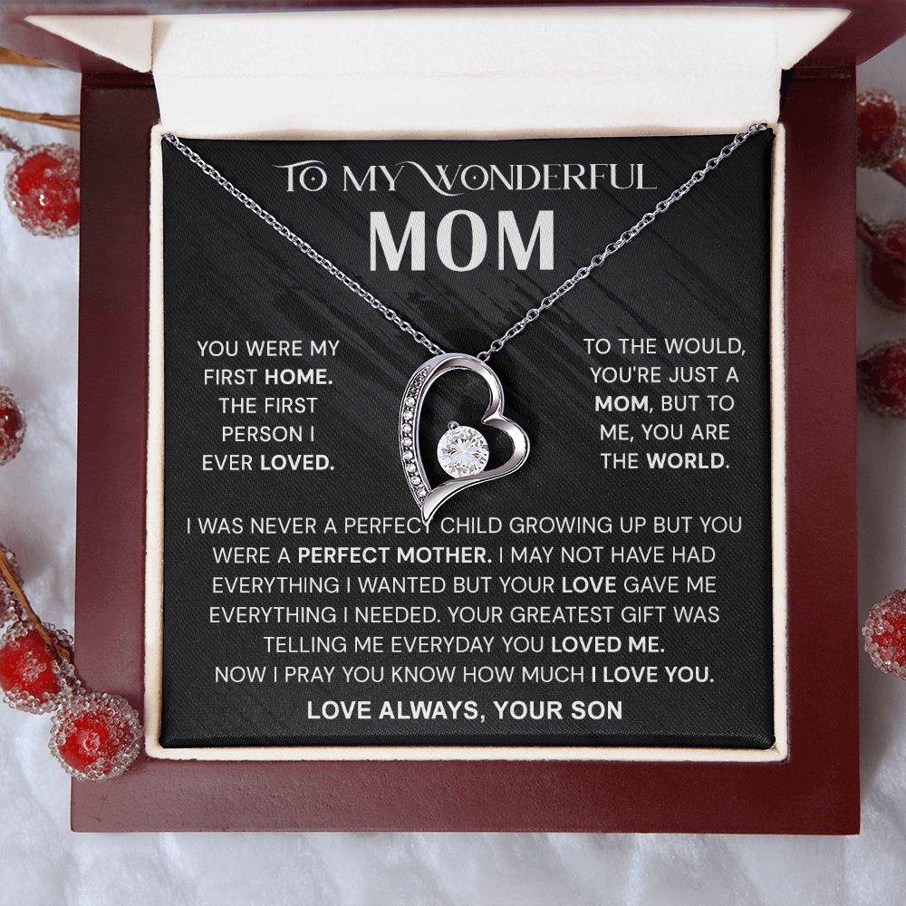 To My Wonderful Mom Necklace, Mom From Son Gift, Gift for Mother's Day From Son, Gift for Mom, Mother Gift from Son Necklace, Son to Mom Gifts, Mom gifts, Mothers Day Gift From Son Forever Love Necklace