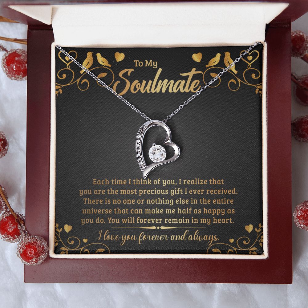 To My Soulmate Necklace for Women Birthday Christmas Jewelry Gifts For My Wife with Message Card Box Personalized Gift Present Pendant for Future Wife Soulmate Girlfriend Love 19 Forever Love Necklace