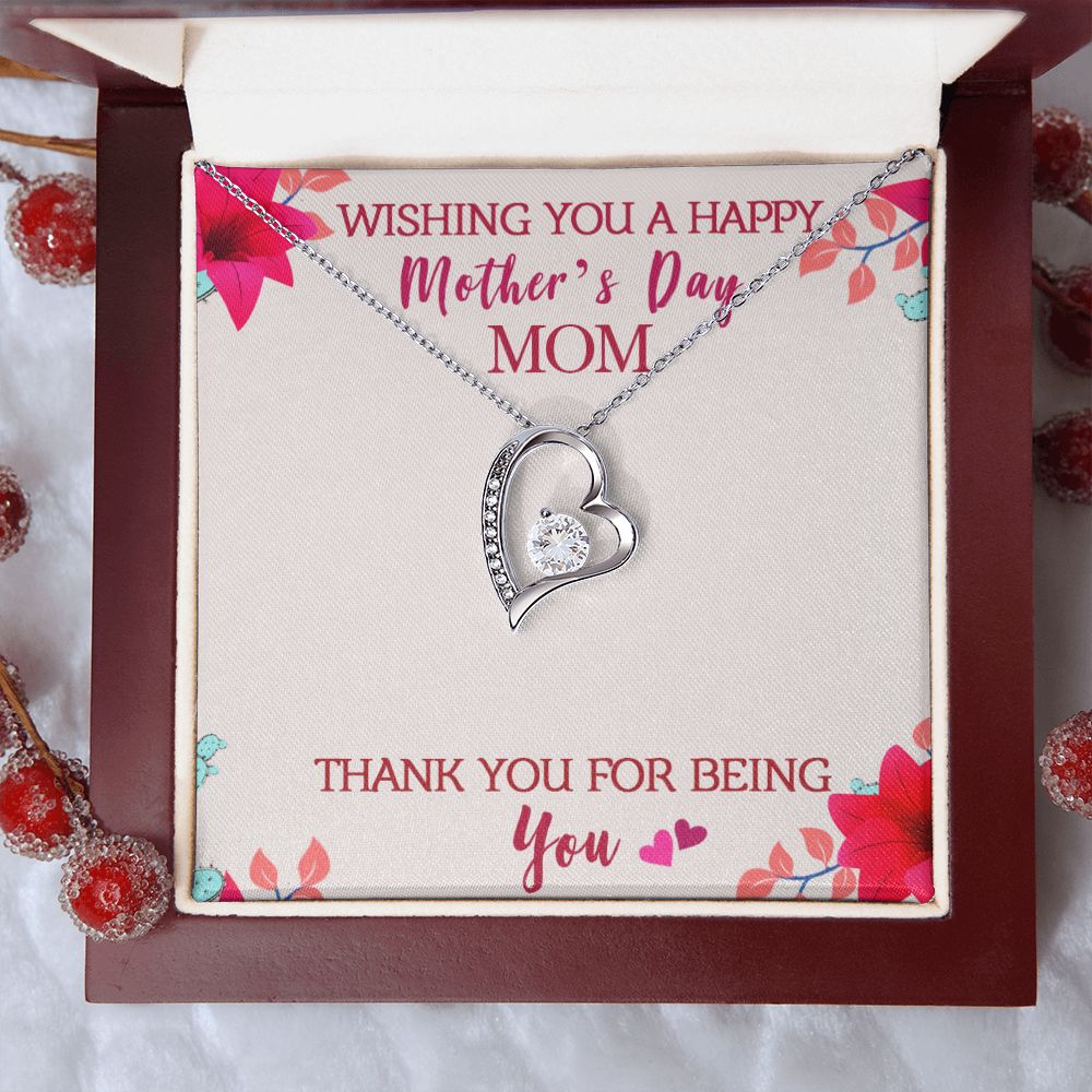 To My Mom Wishing You A Happy Mother's Day Gift From Daughter Or Son Thank You For Being You With Message Card Gift For Mom Forever Love Necklace