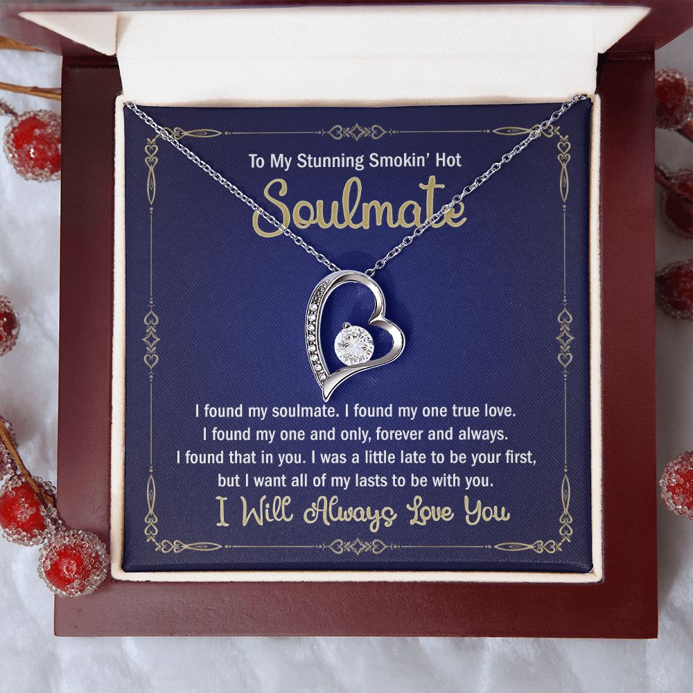 To My Smokin Hot Soulmate Necklace - Wife Gifts From Husband To My Wife Necklace, Gift for Her Romantic, Girlfriend Gifts Necklace for Wife from Men Includes Message Card and Gift Box 6 Forever Love Necklace