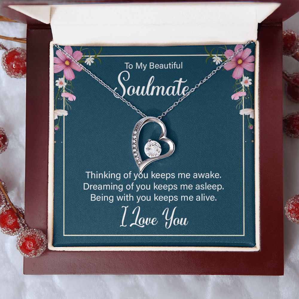 To My Soulmate Necklace for Women Birthday Christmas Jewelry Gifts For My Wife with Message Card Box Personalized Gift Present Pendant for Future Wife Soulmate Girlfriend Love 13 Forever Love Necklace