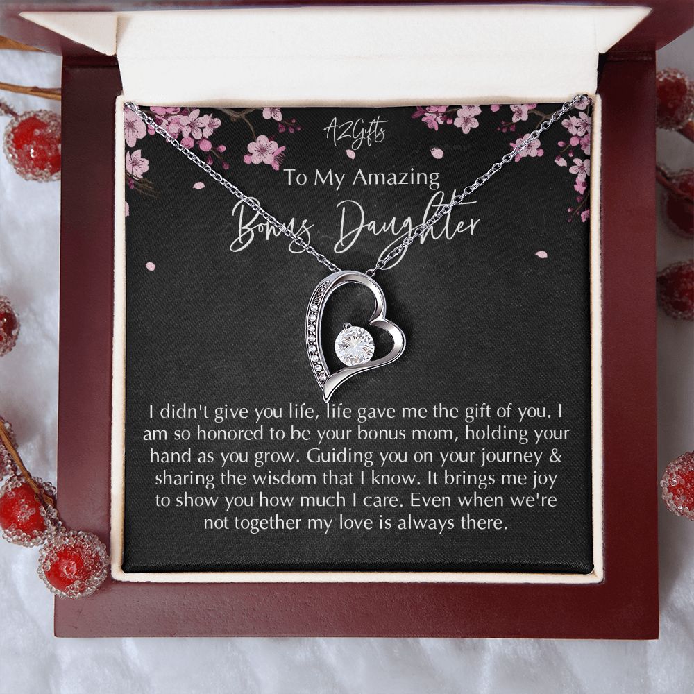 Bonus Daughter Gifts From Stepdad, Step Daughter Gifts From Stepmom, Stepdaughter Gifts From Stepdad, Father Stepdaughter Necklace, To My Bonus Daughter Necklaces, Christmas Gifts For Bonus D Forever Love Necklace