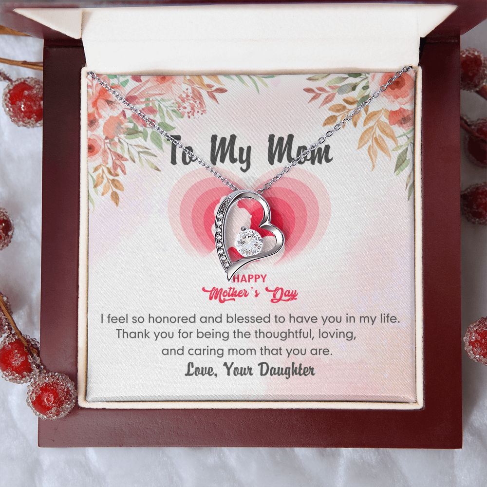 To My Mom Necklace Pendant Gift From Daughter And Happy Mother's Day Gift For Mom Birthday, Anniversary Thank You Forever Love Necklace