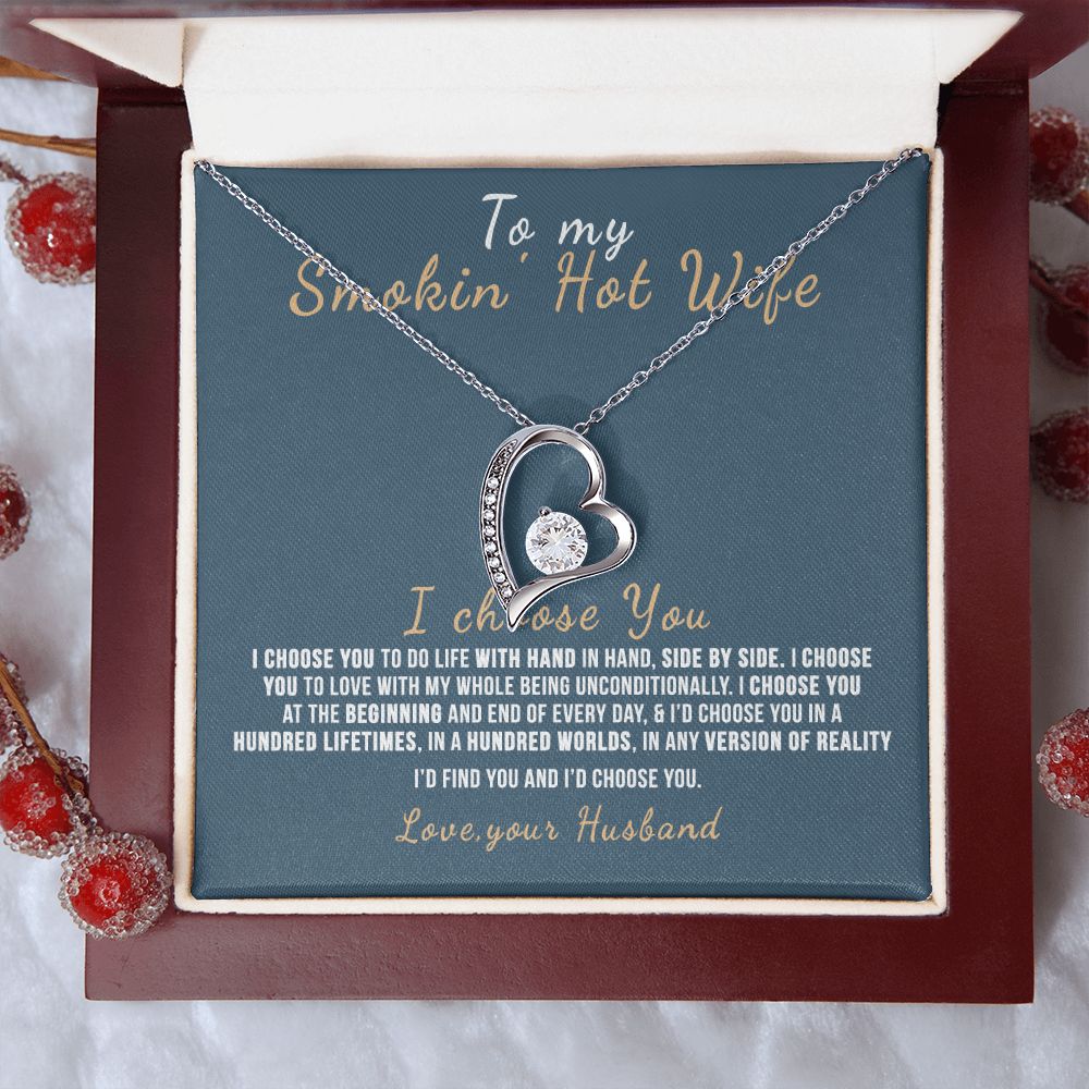 To My Wife Necklace from Husband, Personalized Necklace for Women, Luxury Necklace for Wife from Man Men, Wedding Anniversary Present For Wife, Beautiful Wife Jewelry Christmas Birthday Gift For Wife12 Forever Love Necklace