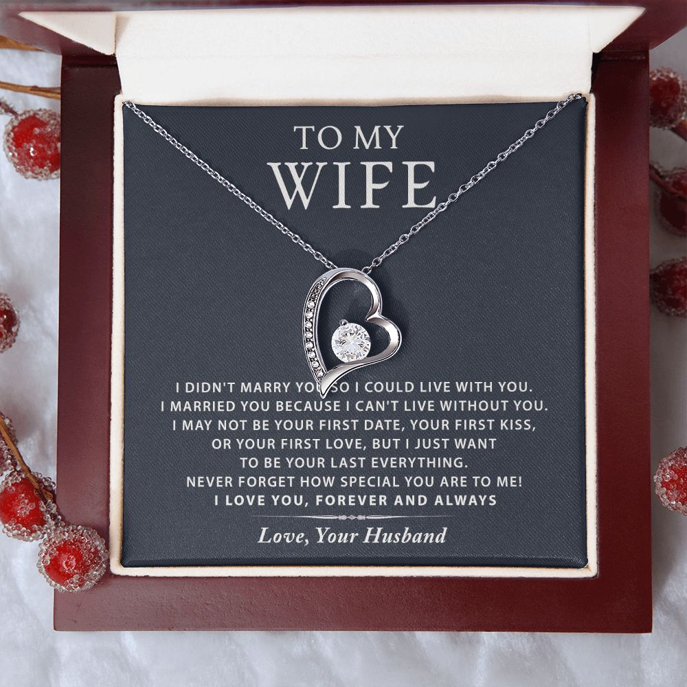 To My Wife Necklace from Husband, Personalized Necklace for Women, Luxury Necklace for Wife from Man Men, Wedding Anniversary Present For Wife, Beautiful Wife Jewelry Christmas Birthday Gift For Wife16 Forever Love Necklace