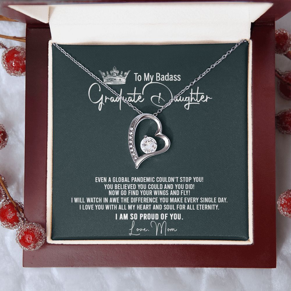 Badass Graduation Daughter Gift From Mom, Graduation Gift, Necklace Congrats Graduation Pendants Gift For Daughter, Daughter In law, Daughter Necklace From Mom Forever Love Necklace