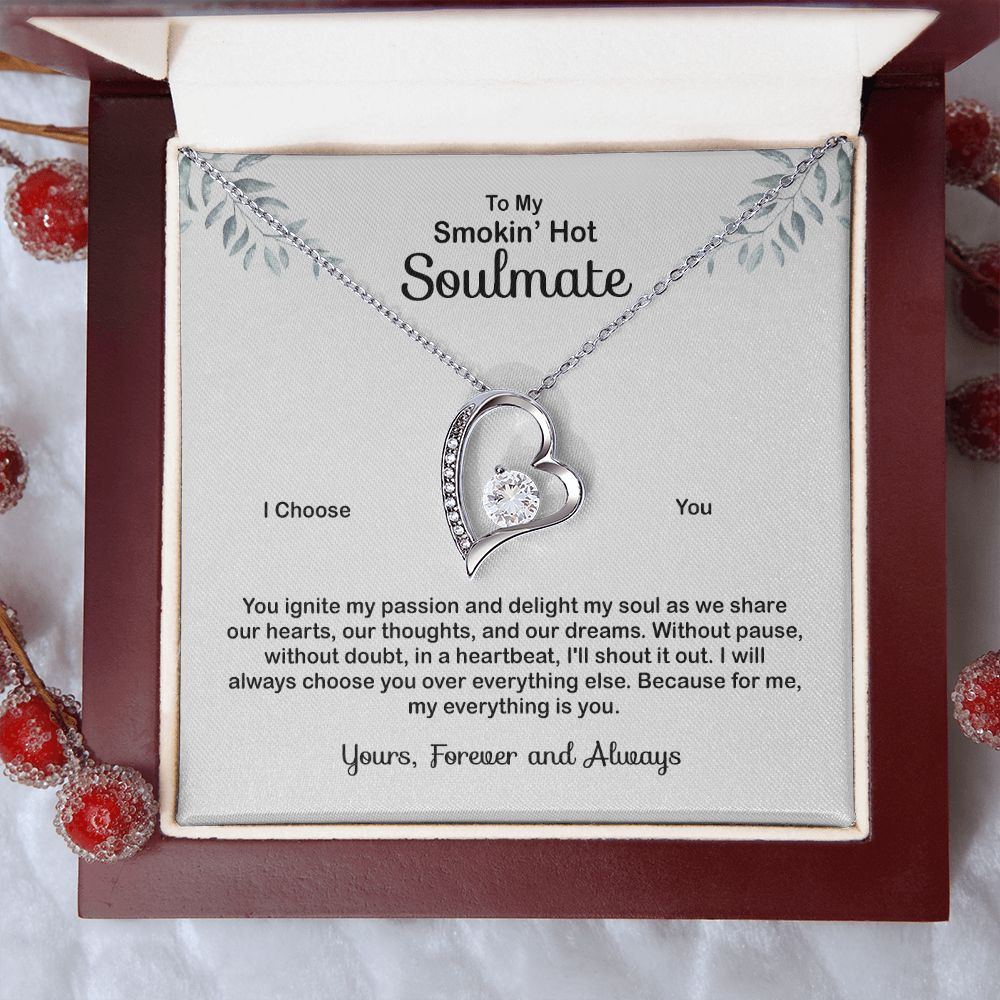 To My Soulmate Necklace for Women Birthday Valentines Day Jewelry Gifts For My Wife with Message Card Box Personalized Gift Present Pendant for Future Wife Soulmate Girlfriend Love 4 Forever Love Necklace
