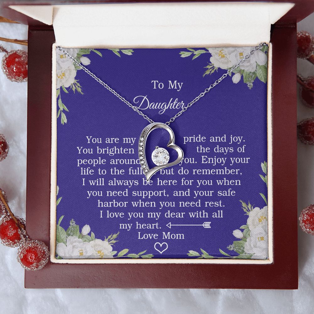 Mother Daughter Gift Ideas, To My Daughter Gift Necklace from Mom, Jewelry Pendant Present for Daughter, Birthday Christmas Gift Graduation Gifts for Daughters, Mother and Daughter Necklace 2137 Forever Love Necklace