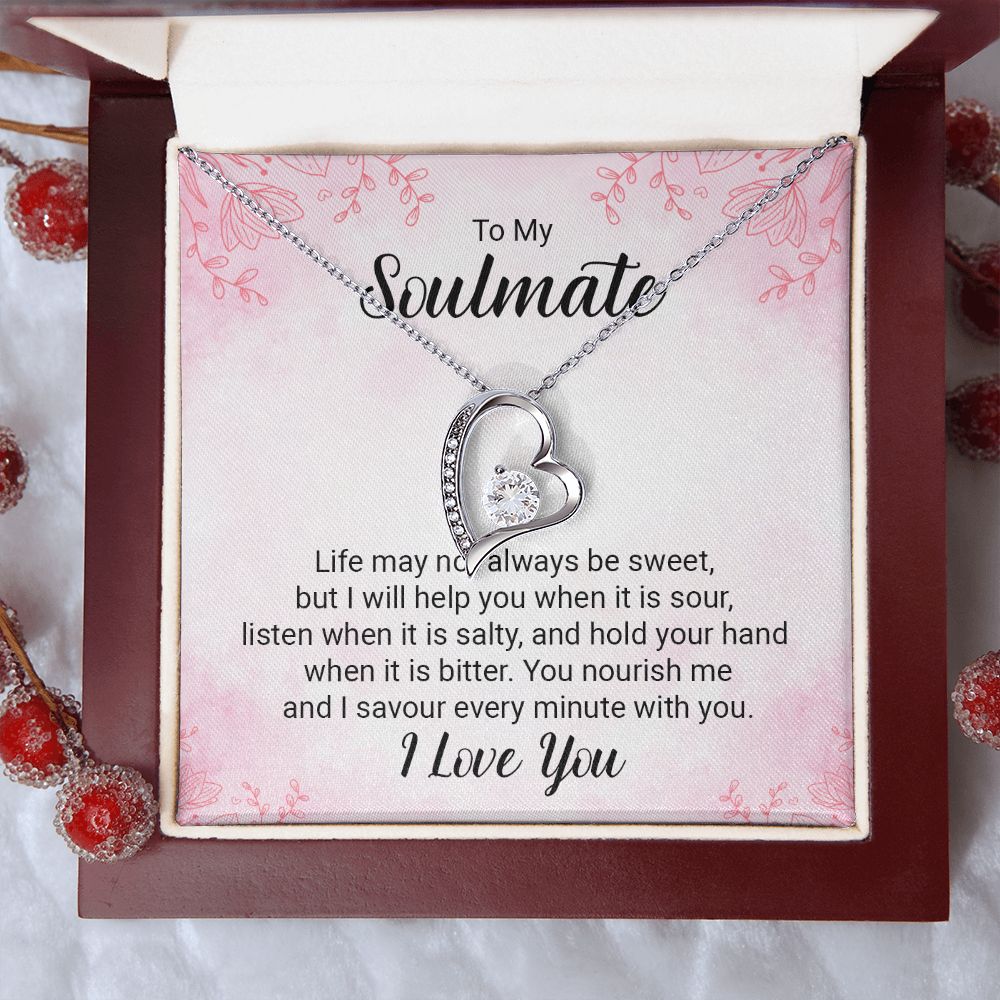 To My Soulmate Necklace for Women Birthday Christmas Jewelry Gifts For My Wife with Message Card Box Personalized Gift Present Pendant for Future Wife Soulmate Girlfriend Love 15 Forever Love Necklace