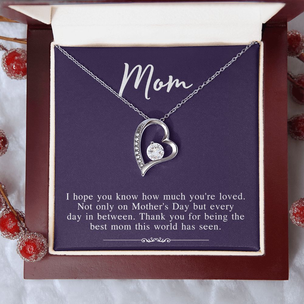 Mom Necklace Gifts for Mom from Daughter to Mom Gifts for Mothers Day from Daughter, To My Mom Necklace from Daughter to Mom Birthday Gifts Necklace with Message Card and Gift Box2239 Forever Love Necklace