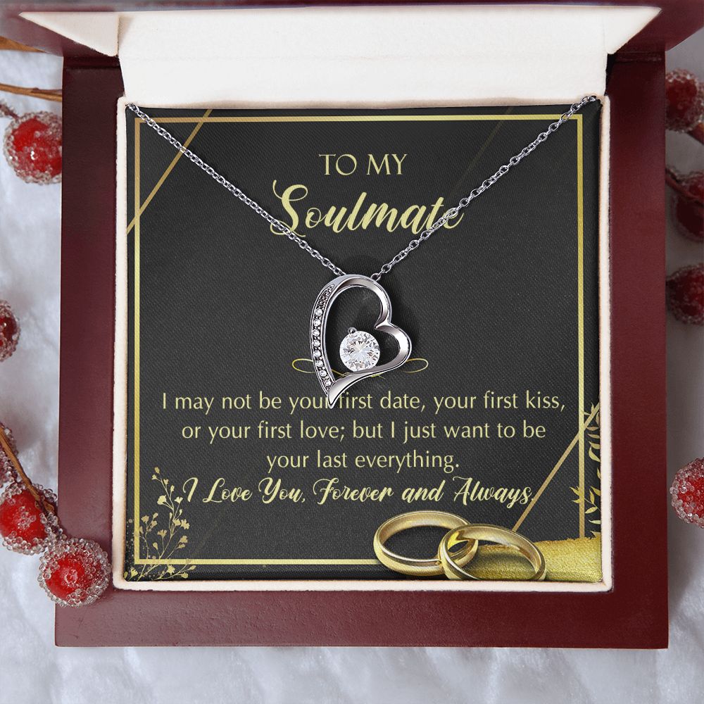 To My Soulmate Necklace for Women Birthday Christmas Jewelry Gifts For My Wife with Message Card Box Personalized Gift Present Pendant for Future Wife Soulmate Girlfriend Love 28 Forever Love Necklace